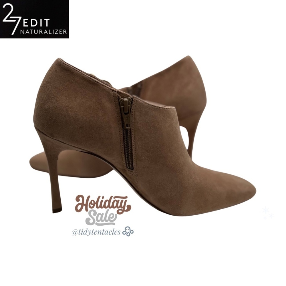 Penny Square Toe Stiletto Ankle Boots Women's Size 7.5 W in Taupe - Picture 8 of 10